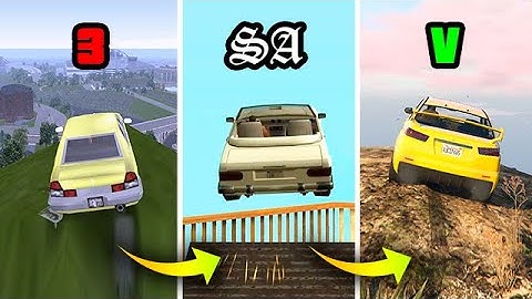 JUMPING FROM THE HIGHEST MOUNTAIN IN A CAR IN GTA GAMES (Evolution)