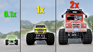 Giant VS Medium VS Small Monster Trucks - BeamNG Drive