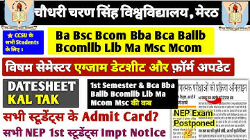 CCSU BIG UPDATE !! | सभी स्टूडेंट्स के लिए | Odd NEP Exam Postponed🥳 ।#ccsu