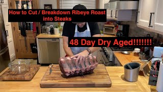How To Cut Breakdown 48 Day Dry Aged Ribeye Roast Into Steaks . 109 4K