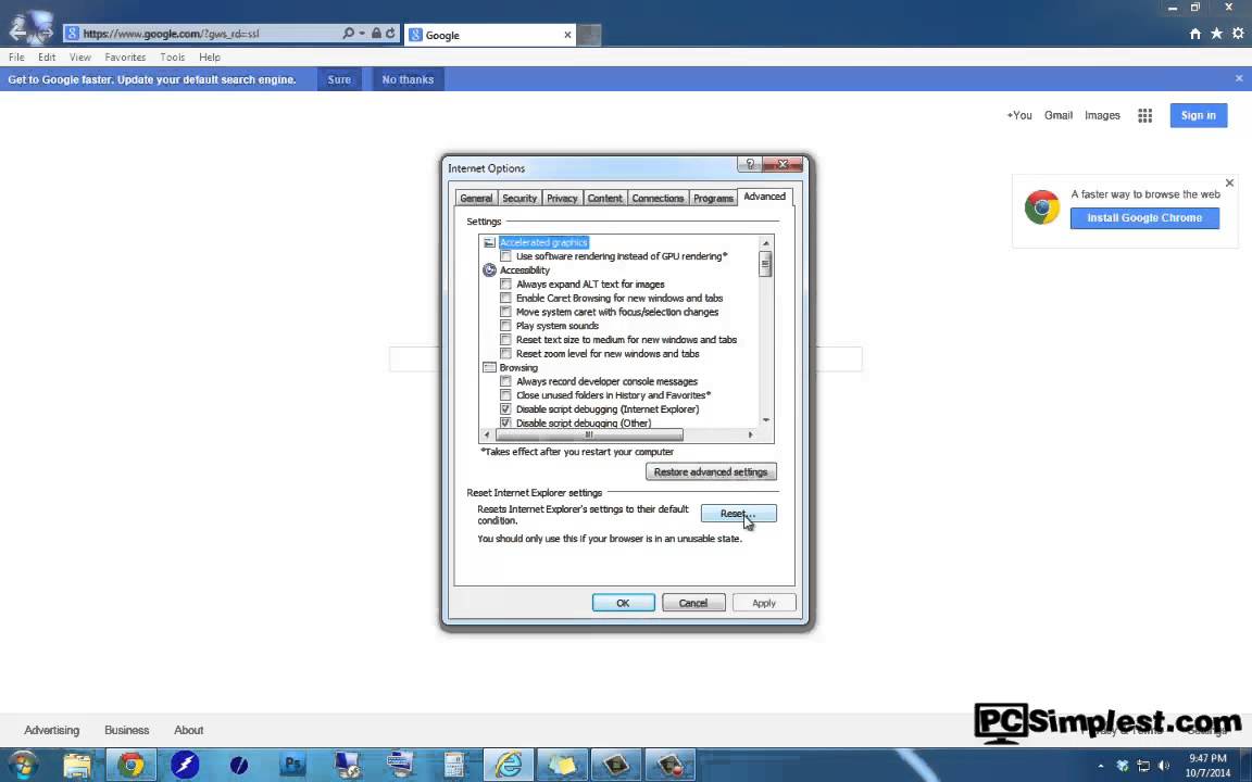 How to Reset Internet Explorer Settings - YouTube