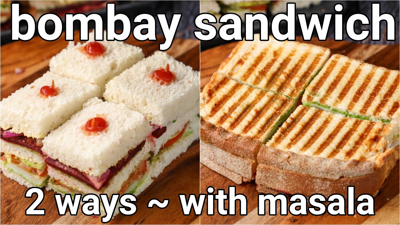 bombay sandwich recipe - 2 ways street style | mumbai sandwich | bombay grilled sandwich recipe | Hebbar | Hebbars Kitchen