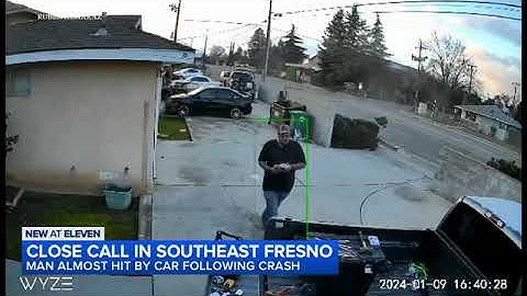 Man almost hit by out-of-control car while checking mail in Fresno, California