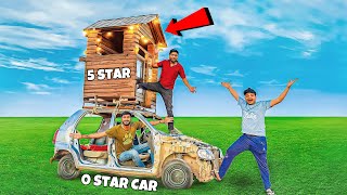 Overnight - 5 Star Hut On Khatara Car 😎 - इतनी बेकार गाड़ी पर बना डाली 5 स्टार झोपड़ी