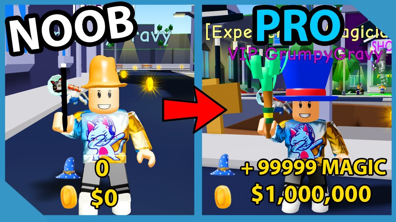 Noob To Pro Infinite Hat Robux Wand Roblox Magician Simulator - roblox noob simulator youtuber codes get 25 robux