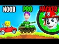 Can We Go NOOB vs PRO vs HACKER In HILL CLIMB RACING!? (MAX LEVEL ROCKET!!)