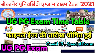 Mgsu Exam Time Table | Bikaner University Exam UG PG BEd Time Table 2021 | Mgsu Exam Big Update