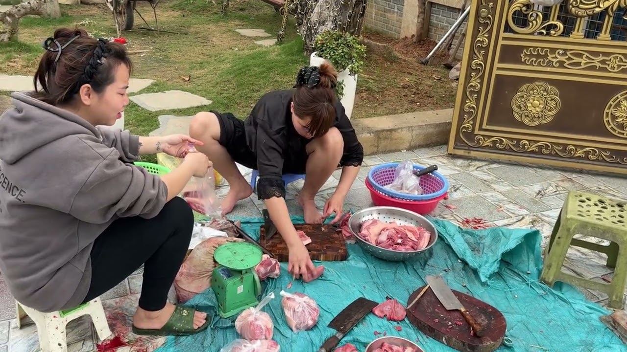 Nhà chị sen thịt con lợn 70kg ăn tết vẫn thấy thiếu