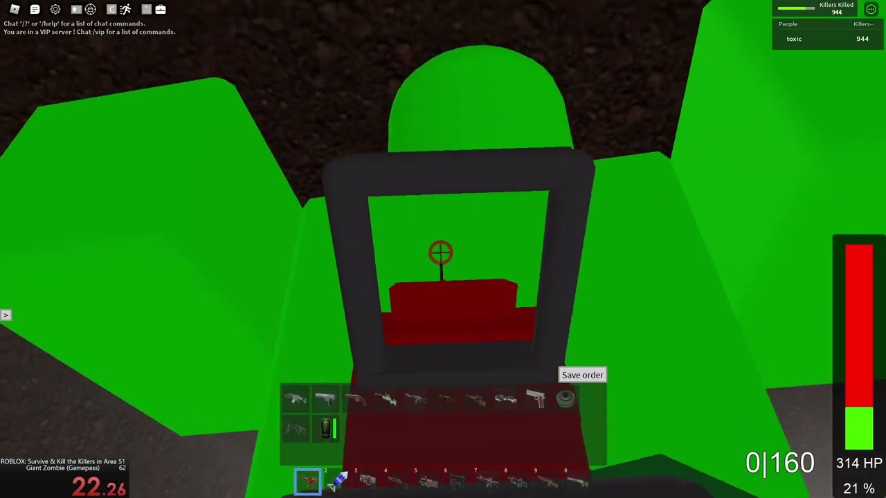 Giant Zombie in 00:20.320 by AbsoluteToxicity - ROBLOX: Survive and Kill  the Killers in Area 51 - Speedrun