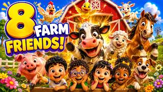 Farm Animals | Domestic Animals | Our Little Farm 🌾🐮 | Learn 8 Farm Animals | Fun Kids Song for kids