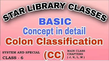 CLASS- 6 ,  COLON CLASSIFICATION : SYSTEM AND SPECIAL - CHAPTERS    ( J, K, L, M )