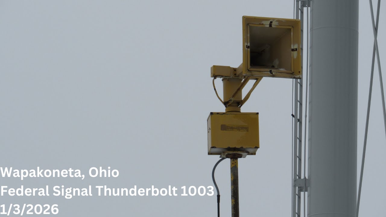 Wapakoneta, Ohio - Federal Signal Thunderbolt 1003 Siren Test - Full Alt. Alert Hi-Lo - 1/3/2026