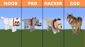 Pixel Art (NOOB vs PRO vs HACKER vs GOD) Wolf in Minecraft