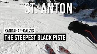 The steepest black piste 52 Kandahar-Galzig in St Anton am Arlberg