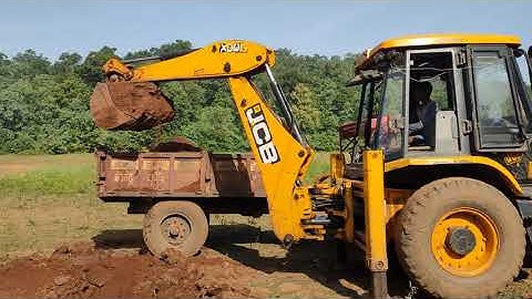 JCB Backhoe Machine Making Drain and Loading Soil in Tractor, JCB Working For Road - JCB Video - JCP