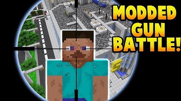 MINECRAFT MODDED GUN BATTLE! (Flans Mod)