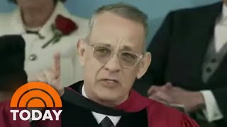 Tom Hanks pokes fun at himself during Harvard commencement