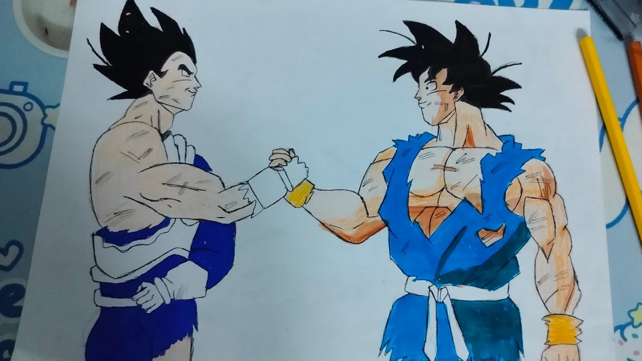 Made the sketch of Goku and vegeta handshake🫶🏻🥰 (posting my first long video) 