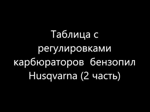 Настройки -заводские- карбюраторов Husqvarna