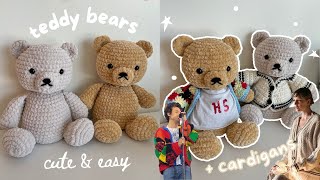 how to crochet a cute bear wearing a cardigan | amigurumi tutorial (no magic ring!) + free pattern