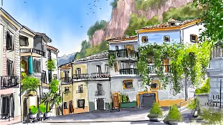 iPad Pro Procreate timelapse Urban Sketch from Carzola, Spain 🇪🇸