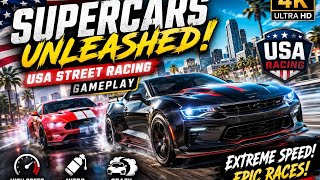 INSANE USA 🇺🇸 Supercar Racing! 🚗 🏁 Extreme Speed & Crazy Drifts Gameplay (4K UHD) screenshot 1