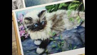 ЖИВОПИСЬ ШЕРСТЬЮ " КОТИК" / FELTING of PICTURE / HOW TO MAKE A PICTURE of WOOL ЖИВОПИСЬ ШЕРСТЬЮ " КОТИК" / FELTING of PICTURE / HOW TO MAKE A PICTURE of WOOL