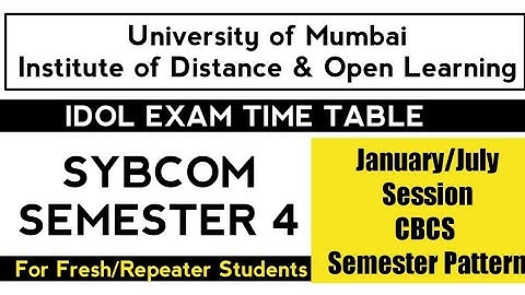 SYBCOM SEM 4 IDOL EXAM TIME TABLE | ASHISH SIR