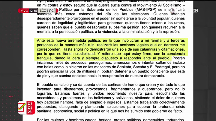 Luis Arce responde, a través de una carta, sobre denuncias de legitimación de ganancias ilícitas