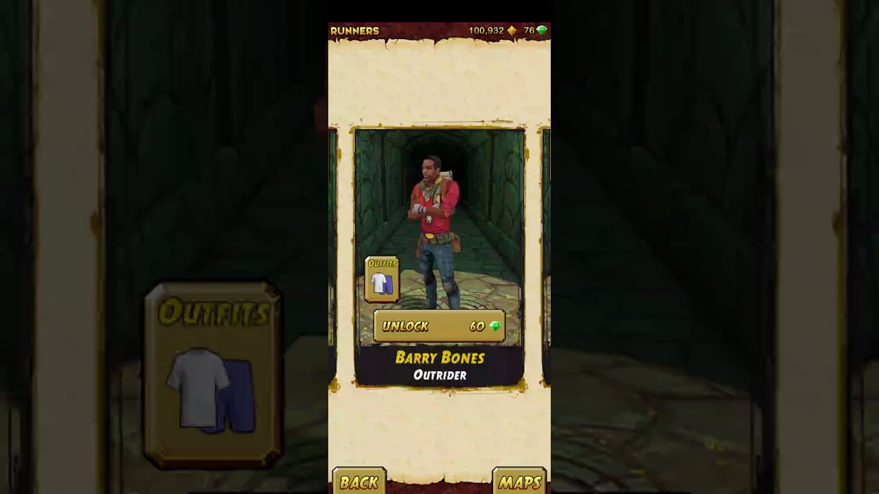 Unlocking Barry Bones Outrider with 60 Gems - Temple Run 2