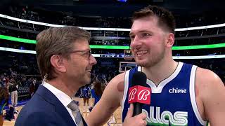 Luka Doncic reacts to his HISTORIC 60-21-10 game 🚨 | NBA on ESPN