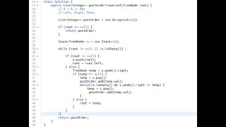 Leet Code: 145. Binary Tree Postorder Traversal using Single Stack