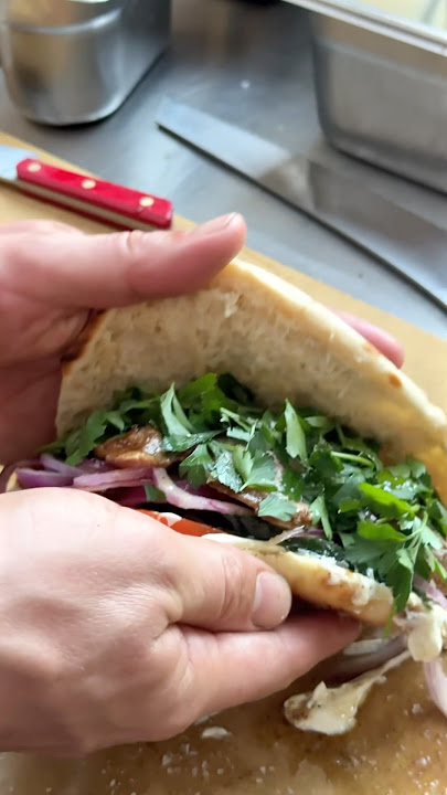 Grilled Lamb, pita, tomato & cucumber with tahini yogurt #foodyouwanttoeat #lamb