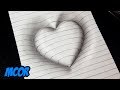 Como Dibujar un Corazón repujado en 3D con Lineas - Dibujos 3D Faciles