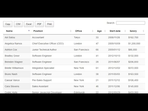 datatable jquery ตัวอย่าง  2022 New  DataTabels JS | How to export table in Excel, CSV, PDF with \