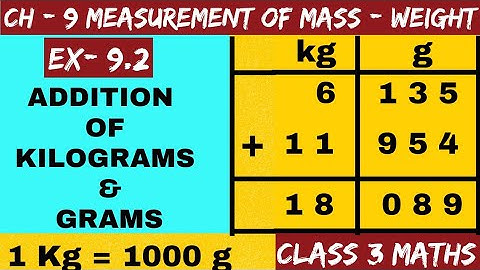CH-9 Measurement Of Mass(Weight) Ex-9.2 Addition of Kilograms & Grams | Class 3 Maths | Part 2