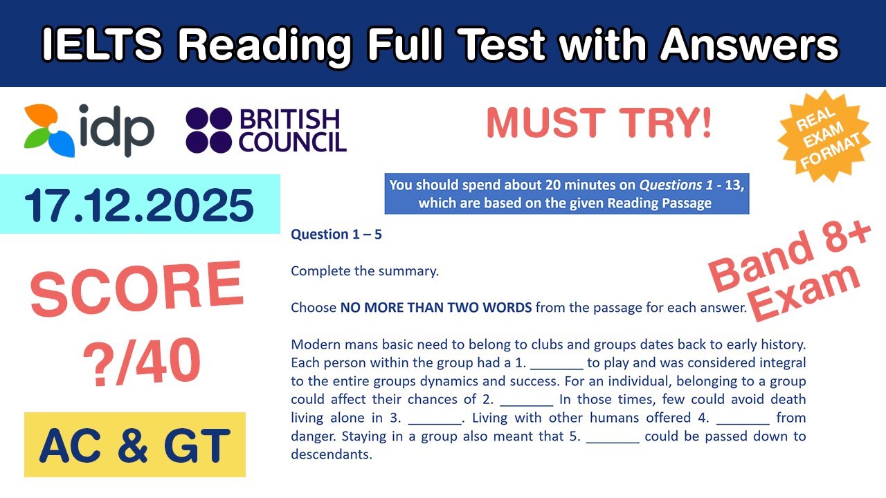 IELTS Reading Practice Test with Answers 17.12.2025 - Test #99