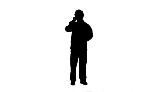 Full Silhouette Construction Worker Talk With Cell Telephone Track Matte. | Stock Footage - Videohive Update