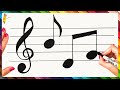 How To Draw Musical Notes Step By Step 🎶 Musical Notes Drawing Easy image
