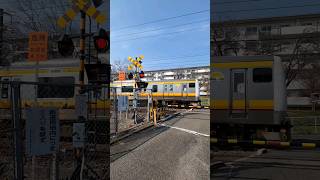 踏切 電車 鉄道 JR南武線 中平1号 JR東日本E233系 railroad crossing japan