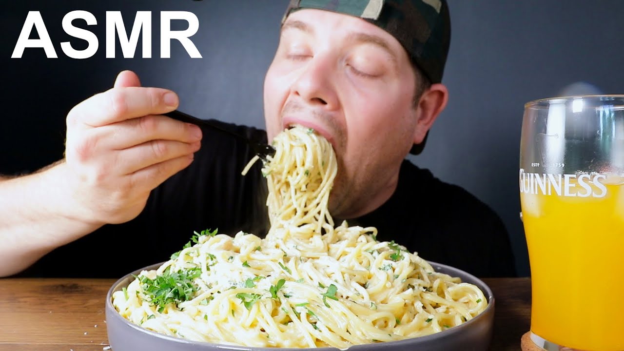 ASMR CHICKEN ALFREDO PASTA MUKBANG | (No Talking) COOKING & EATING ...