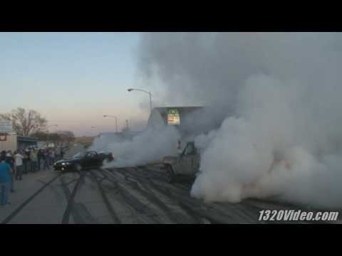 HUGE BURNOUT Truck blows both tires!