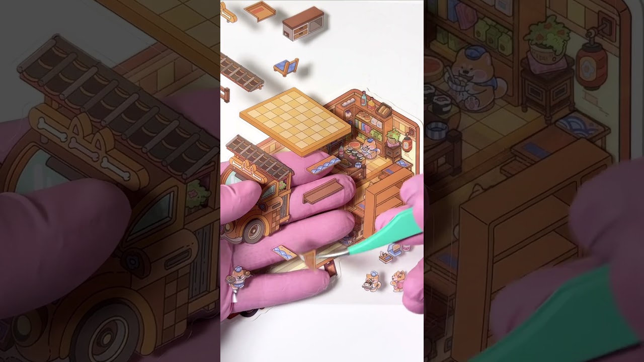 Satisfying 3D Sticker Scene ASMR ✨ | Cute Motorhome Series | Shiba Inu Snack RV 🐶🚎 