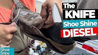😴 TRAVAIL DE Cirage De Chaussures EN SUEDE 😴 - Déclenche ASMR Shoe Shine Street sur Diesel Shoes