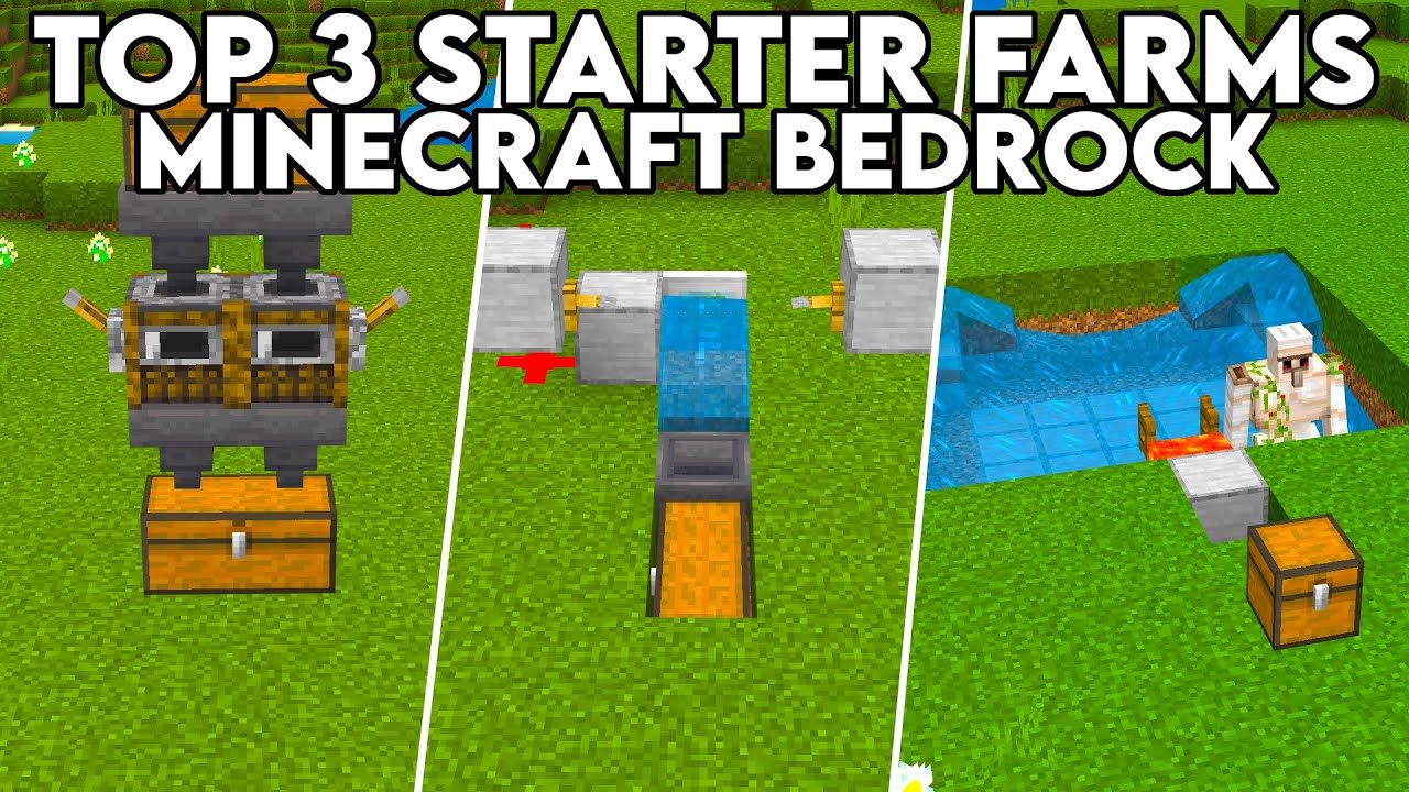 3 EASY Starter Farms In Minecraft Bedrock 1.18! Iron Farm, XP Farm