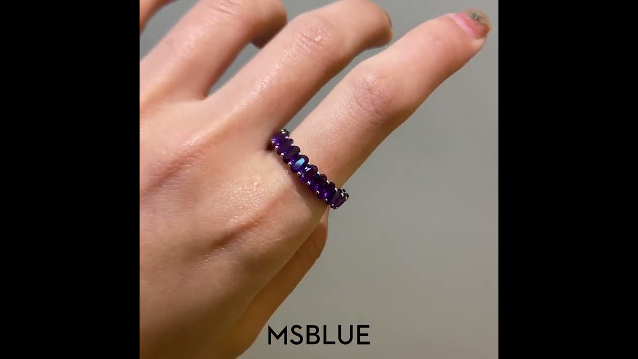 Oval Amethyst Eternity Wedding Band
