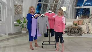 Quacker Factory Set of 2 Eyelet Scalloped 3/4 Sleeve T-shirts on QVC