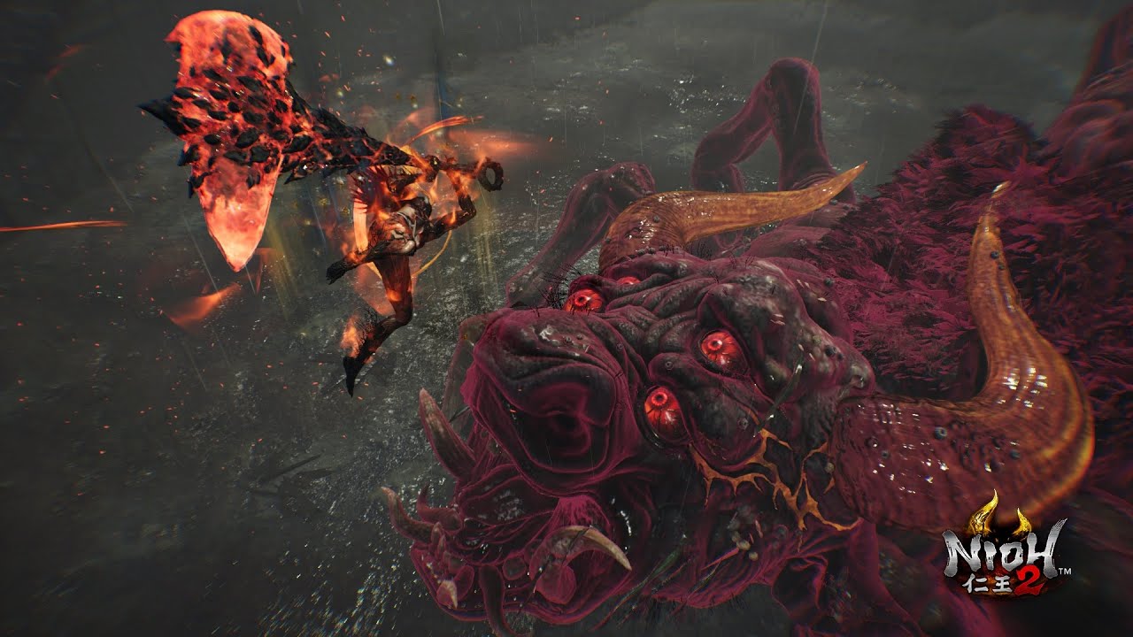 Nioh 2 Level 750 Gyuki Vs OP Fire Build With Switchglaive