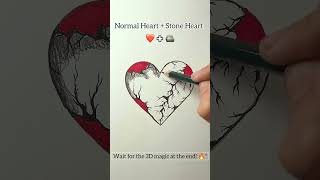 How to draw a Stone Heart? 💔🪨 (Wait for 3D Effect) | #shorts #art