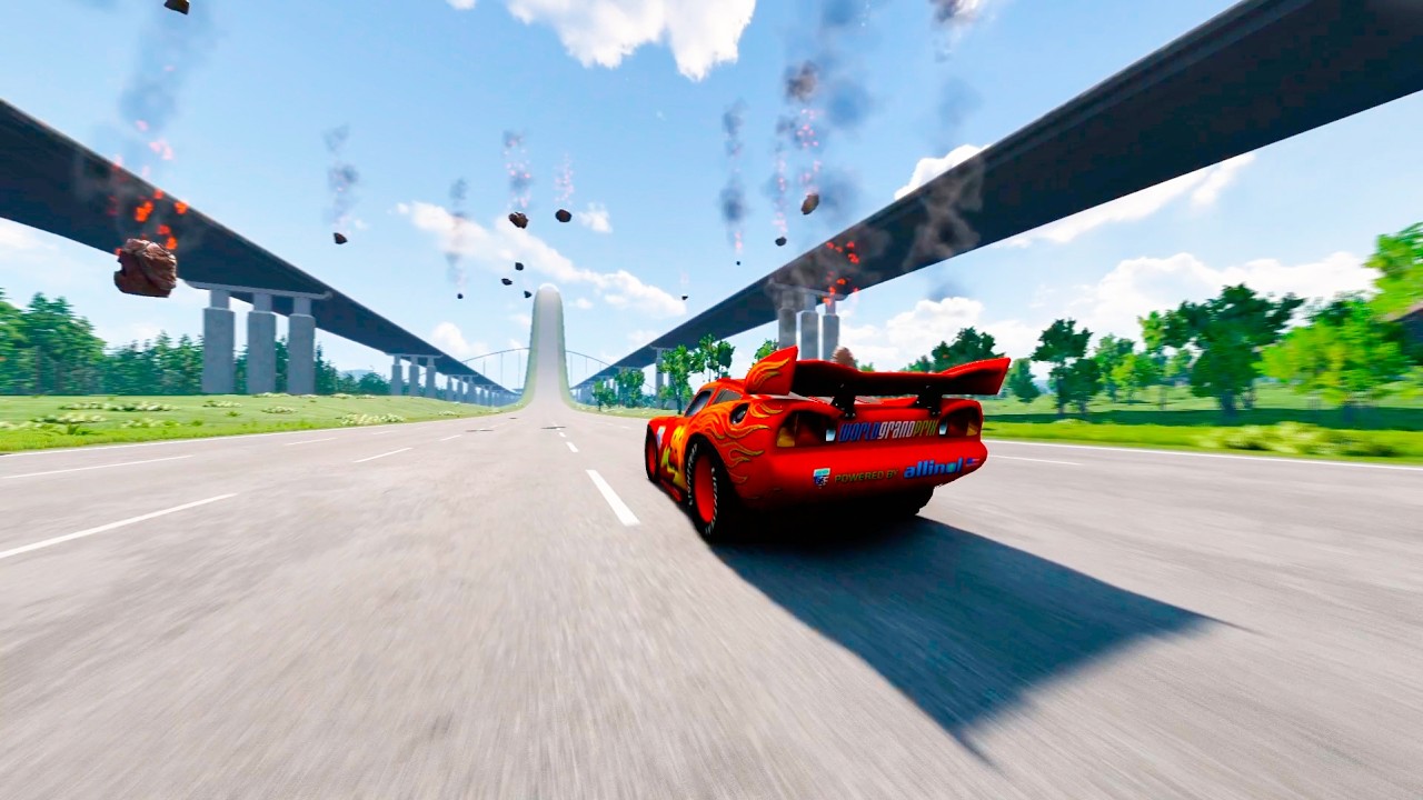 Falling METEORIT vs PIXAR Cars (999+ METEORIT) - Beamng drive
